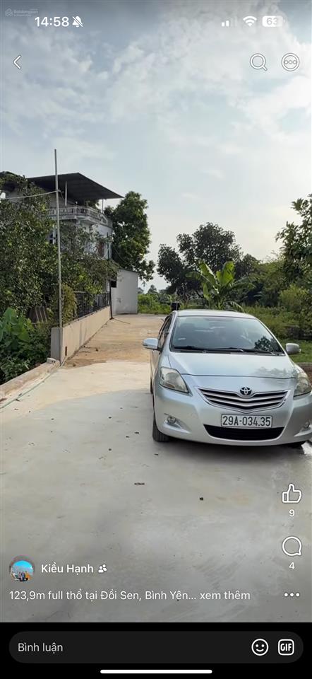 Bán 123m2 full thổ cư tại đồi sen, bình yên đường oto đỗ cửa sẵn sổ, di chuyển 3p đến tất cả các