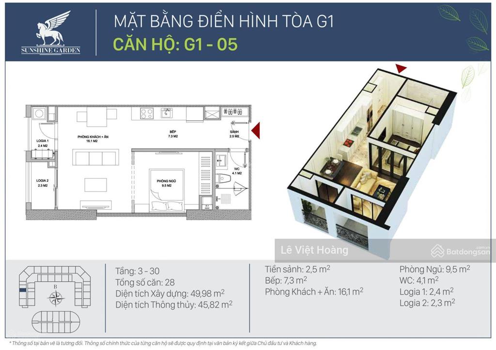 (ảnh thật)bán căn hộ 1pn 50m2 sunshine garden (full đồ) giá chỉ 4tỷ425 (có sổ)   em 0812 395 ***