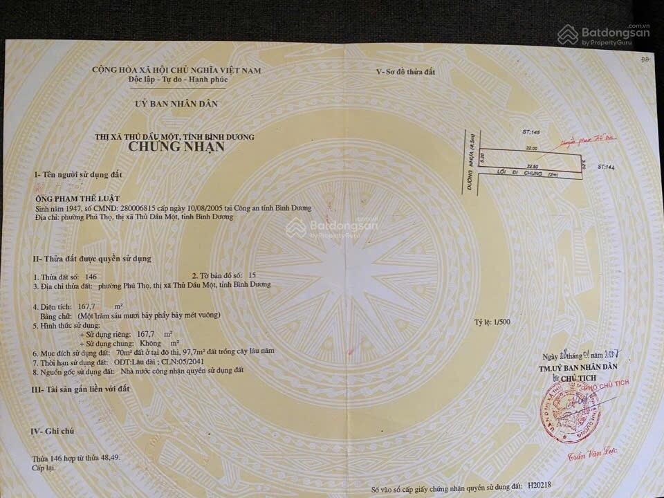 Bán gấp đất hem 198 đường 304 phường chánh nghĩa, thủ dầu một, bình dương, 5,5 tỷ, 167m2