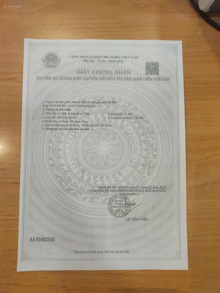 Bán đất đường phạm thế hiển quận 8, 53.2m2 giá 3 tỷ 511 triệu, đường rộng 12m thông