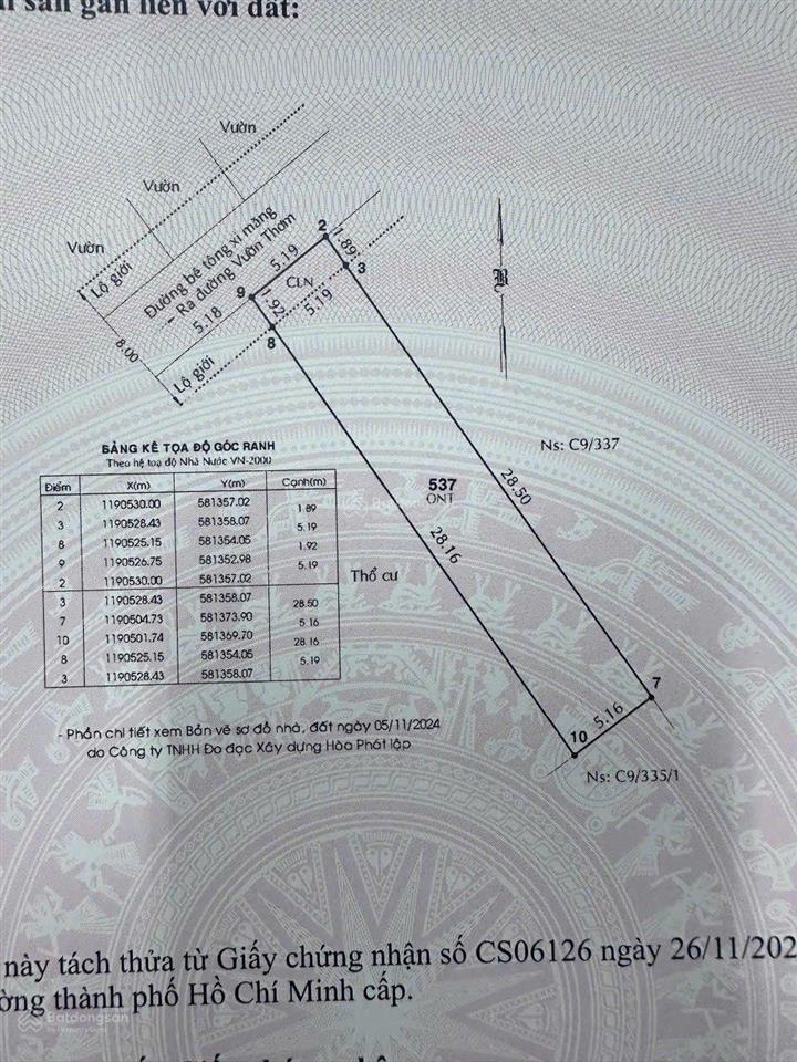 Bán đất 5x30, khu dân cư đường vườn thơm, bình chánh giá 2.5 tỷ