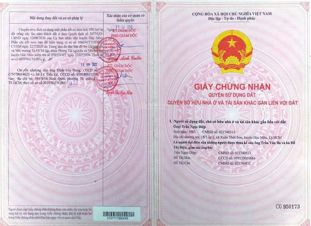 Bán đất 10x24 có 200m2 thổ cư, gần ngã tư nguyễn văn bứa, hóc môn