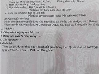 Bán đất trung tâm suối tre long khánh giá 3 tỷ