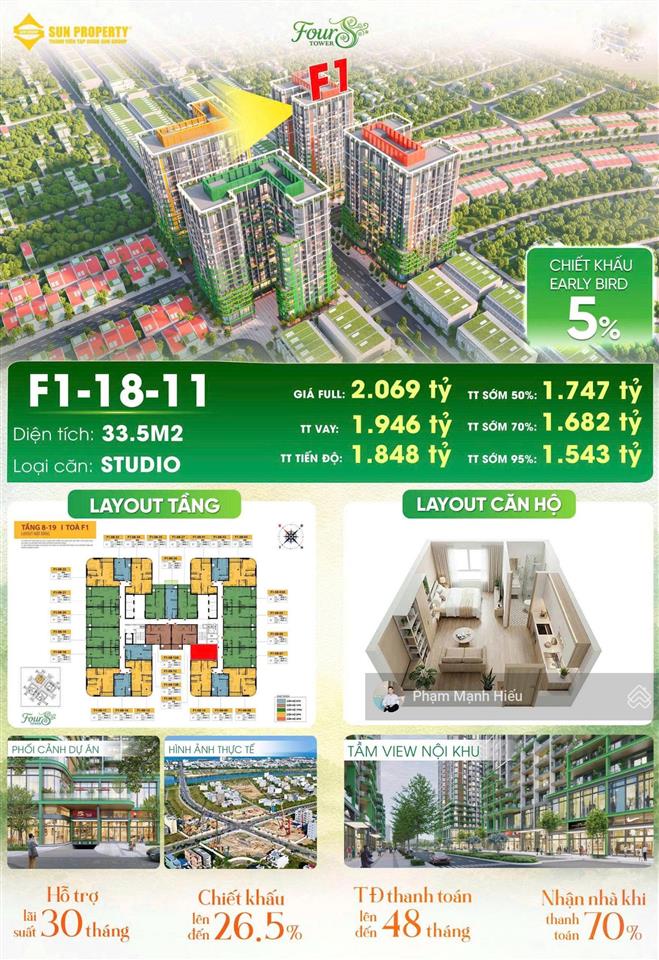 Căn đẹp nhất dự án fours tower trung tâm hoà xuân view biển & pháo hoa
