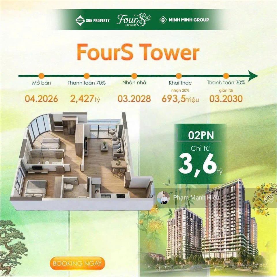 Căn đẹp nhất dự án fours tower trung tâm hoà xuân view biển & pháo hoa