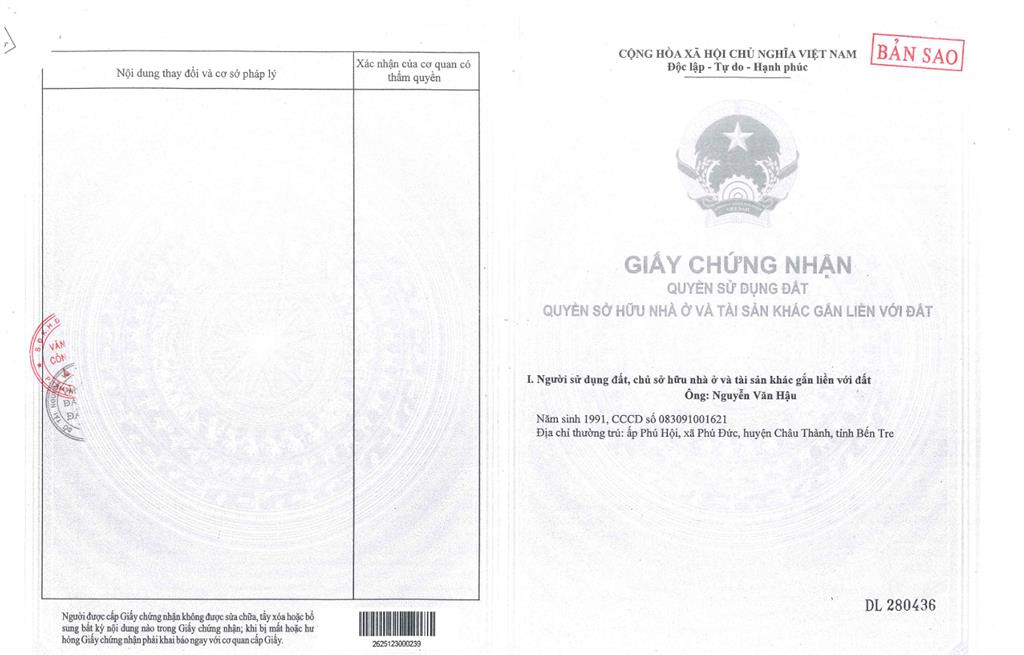 Qsdđ thửa đất số 414, tờ bản đồ số 13, địa chỉ xã thanh bình, huyện trảng bom, tỉnh đồng nai