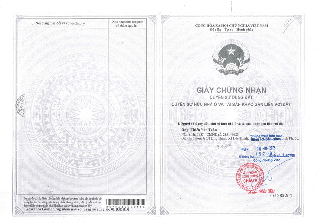 Qsdđ thửa đất số 1432 (1123), tbđ số 56 ((1/2000)40), x. hắc dịch, h. tân thành, tỉnh brvt
