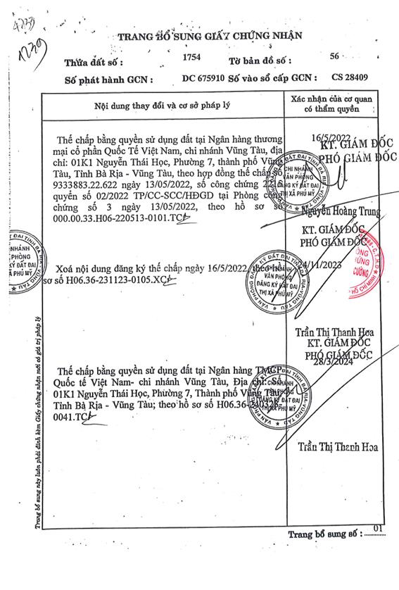 Qsdđ thửa đất số 1754, tbđ 56, khu phố 4, phường hắc dịch, thị xã phú mỹ, tỉnh bà rịa  vũng tàu