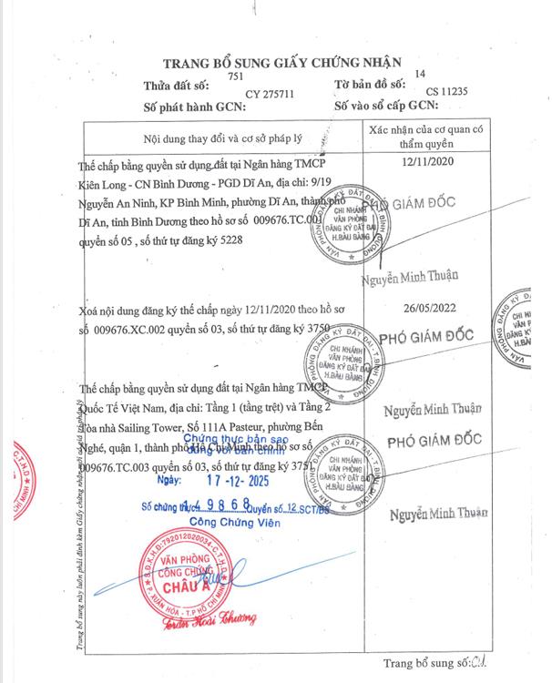 Qsdđ thửa đất số 751, tờ bản đồ số 14, địa chỉ xã lai hưng, huyện bàu bàng, tỉnh bình dương