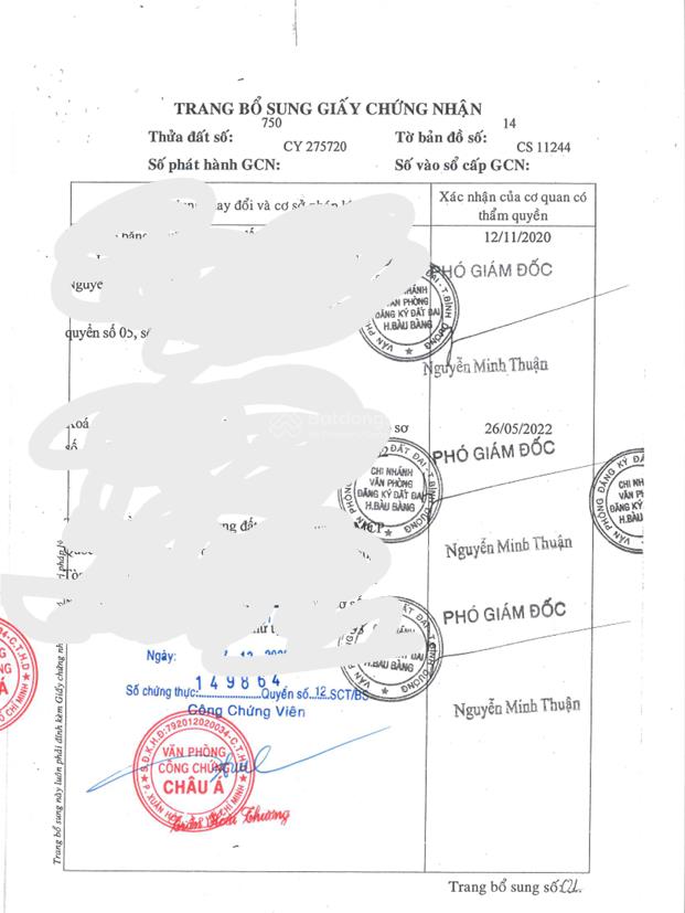 Qsdđ thửa đất số 750, cùng tờ bản đồ số 14, địa chỉ xã lai hưng, huyện bàu bàng, tỉnh bình dương