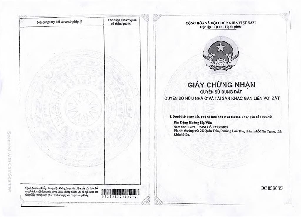 Bán qsdđ thửa đất số 230, tbđ số 2, thôn phú bình, xã vĩnh thạnh, tp. nha trang, tỉnh khánh hòa