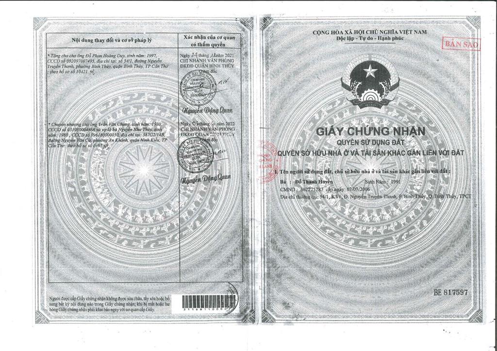 Qsdđ tại thửa đất số 92, tờ bản đồ số 40, nguyễn truyền thanh, bình thủy, bình thủy, tp. cần thơ