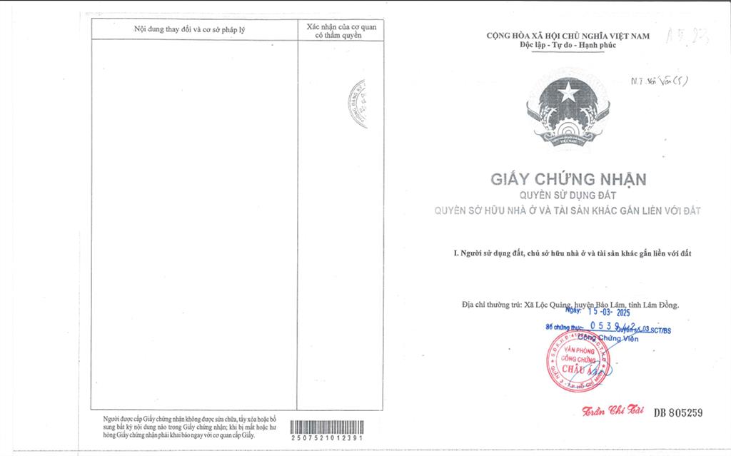 Bán qsdđ thửa đất số 352, tờ bản đồ số 46, xã lộc quảng, h. bảo lâm, tỉnh lâm đồng