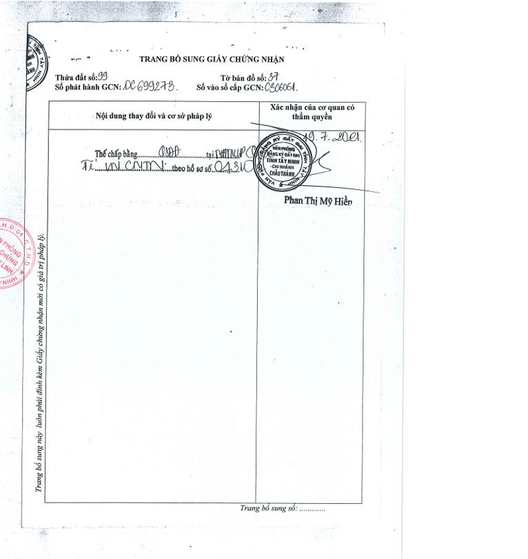 Bán qsdđ thửa đất số 99, tờ bản đồ số 37 ấp xóm ruộng, xã trí bình, h. châu thành, tỉnh tây ninh