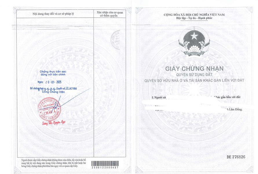 Bán qsdđ thửa đất số 300, tờ bản đồ số 27, x. lộc đức, h. bảo lâm, t. lâm đồng