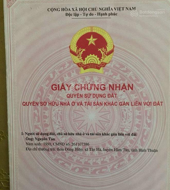 Qsdđ thửa đất số 124, tờ bản đồ số 4, khu phố 8, p.phước hội, tx.la gi, t.bình thuận