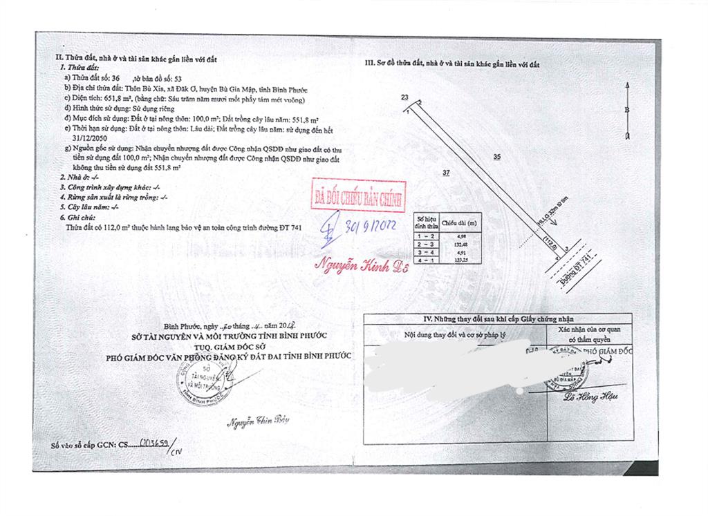Thửa đất số 36, tờ bản đồ số 53 tại thôn bù xia, xã đăk ơ, h. bù gia mập, tỉnh bình phước