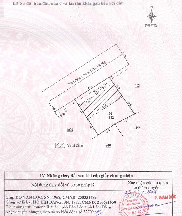 Số 1091 tờ bản đồ số 10, địa chỉ phường lộc tiến, tp.bảo lộc, tỉnh lâm đồng
