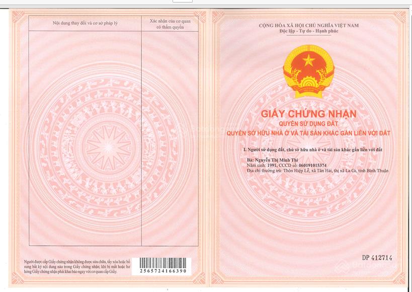 Qsdđ thửa đất số 1012, tờ bản đồ số 52, x.thạnh đức, t.tây ninh)