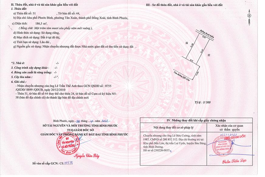 Qsdđ 51, tbđ số 44, p. tân xuân, tp. đồng xoài, t. bình phước (p. bình phước, tp. đồng nai)