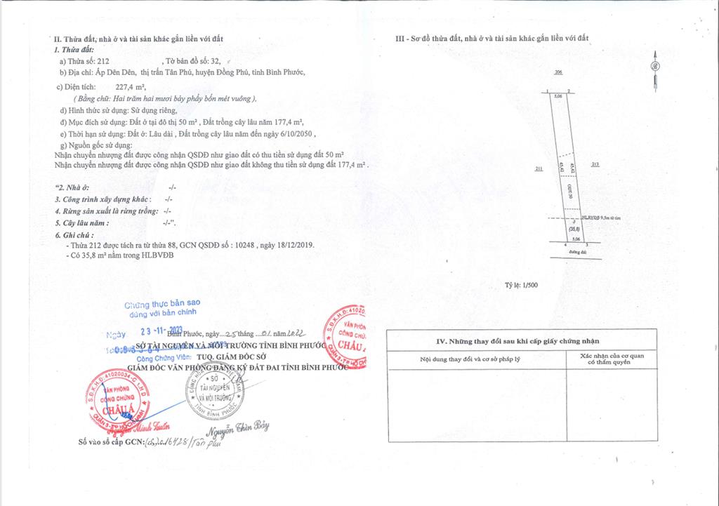 Bán qsdđ và ts gắn liền với đất thuộc thửa 212, tờ bản đồ 32, địa chỉ p. đồng phú, tp. đồng nai