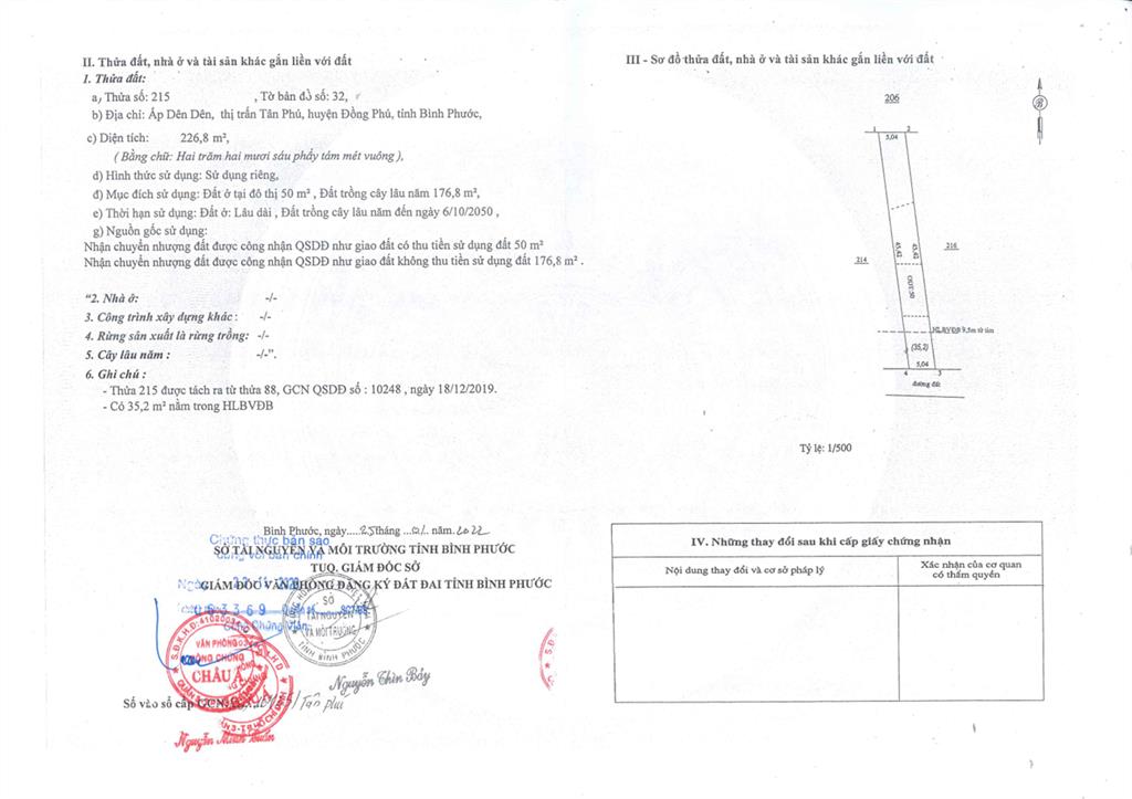 Bán qsdđ và ts gắn liền với đất thuộc thửa 215, tờ bản đồ số 32, địa chỉ p. đồng phú, tp. đồng nai
