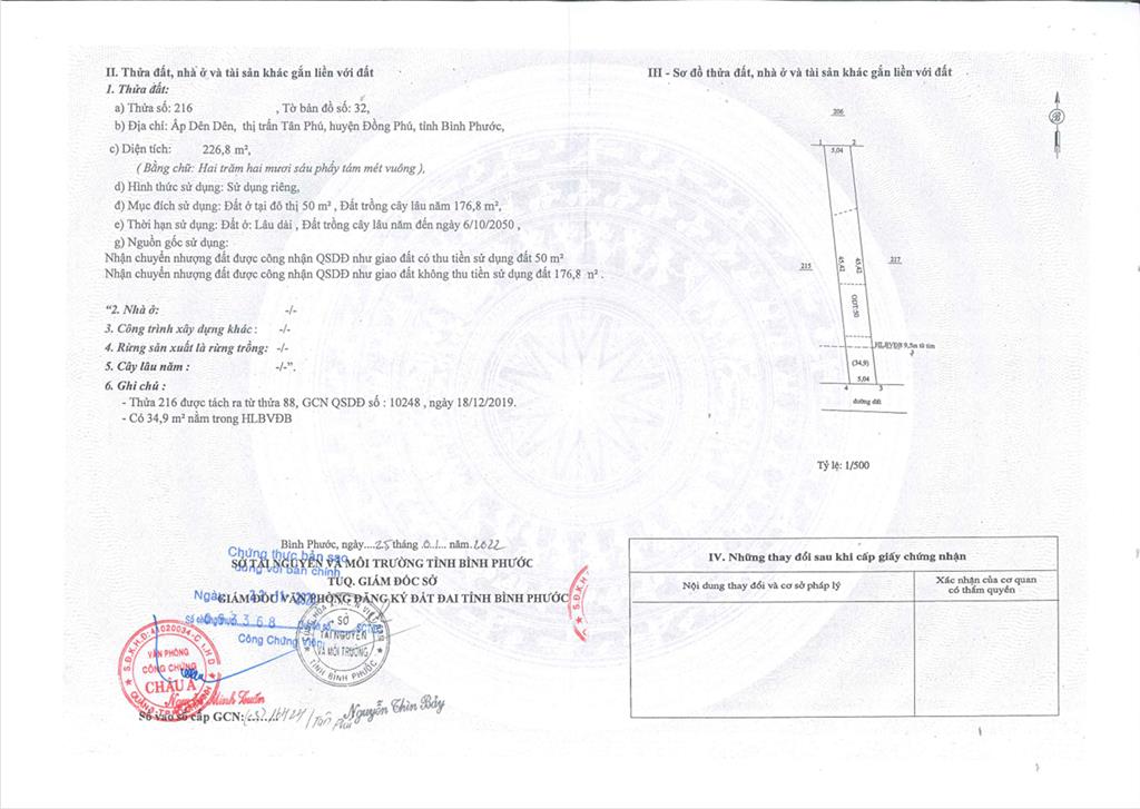 Bán qsdđ và ts gắn liền với đất thuộc thửa 216, tờ bản đồ 32, địa chỉ p. đồng phú, tp. đồng nai