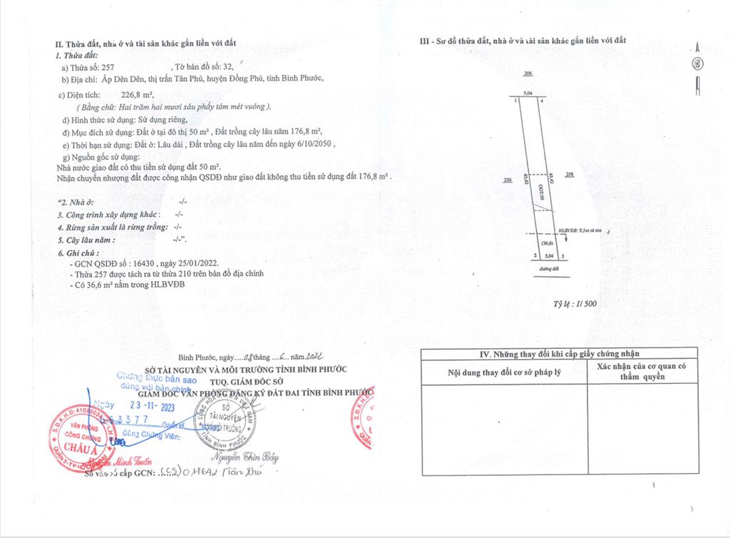 Bán qsdđ và ts gắn liền với đất thuộc thửa 257, tờ bản đồ 32, địa chỉ p. đồng phú, tp. đồng nai