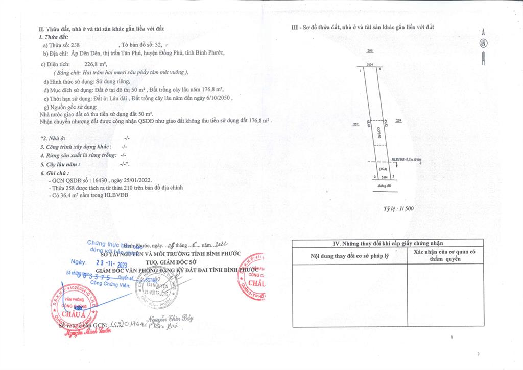 Bán qsdđ và ts gắn liền với đất thuộc thửa 258, tờ bản đồ 32, địa chỉ p. đồng phú, tp. đồng nai