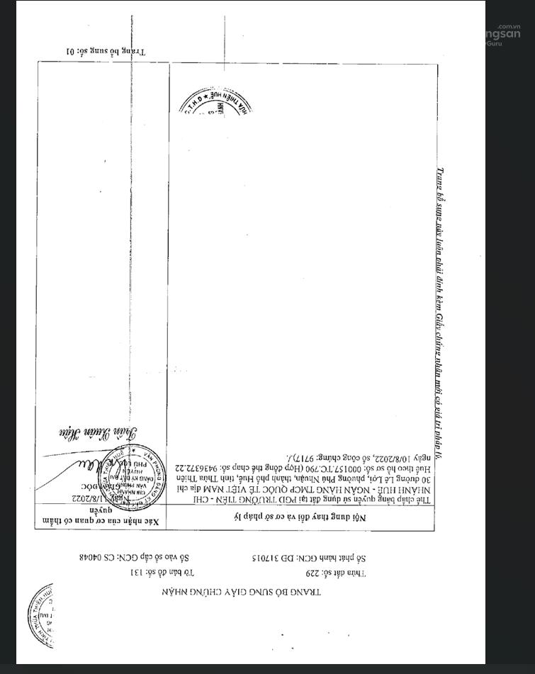 Qsdđ thửa đất số 229, tbđ số 131 thôn lương điền đông, x. lộc điền, h. phú lộc, t. thừa thiên huế