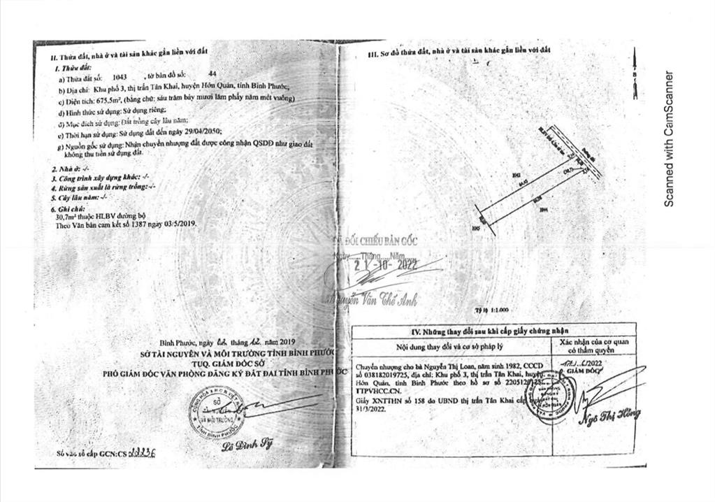 Bán qsdđ và ts khác gắn liền với đất thuộc thửa 1043, tbđ 4, p. tân khai, tp. đồng nai
