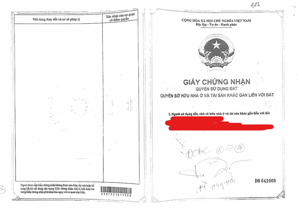 Bán qsdđ tài sản gắn liền với đất tại thửa đất số 406, tờ bản đồ số 26, x. bảo lâm 1, t. lâm đồng