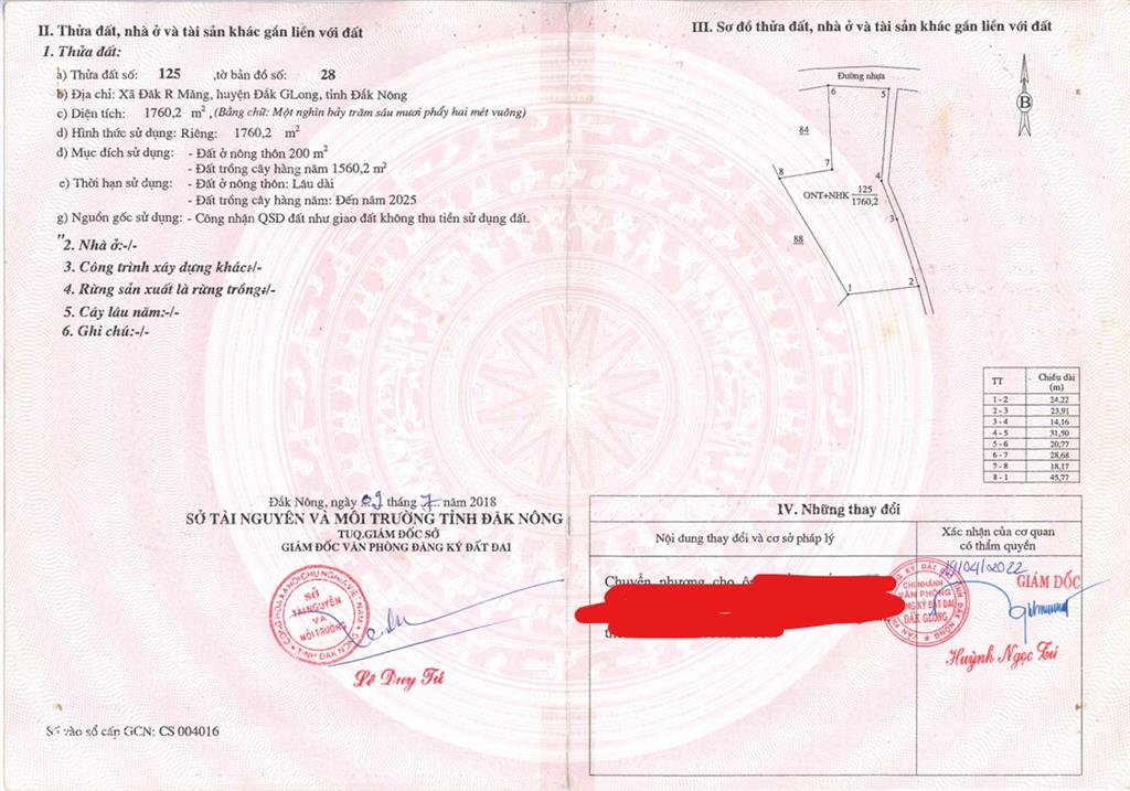 Bán qsdđ và ts gắn liền với đất tại thửa đất số 125, tờ bản đồ số 28, x.tà đùng, t.lâm đồng