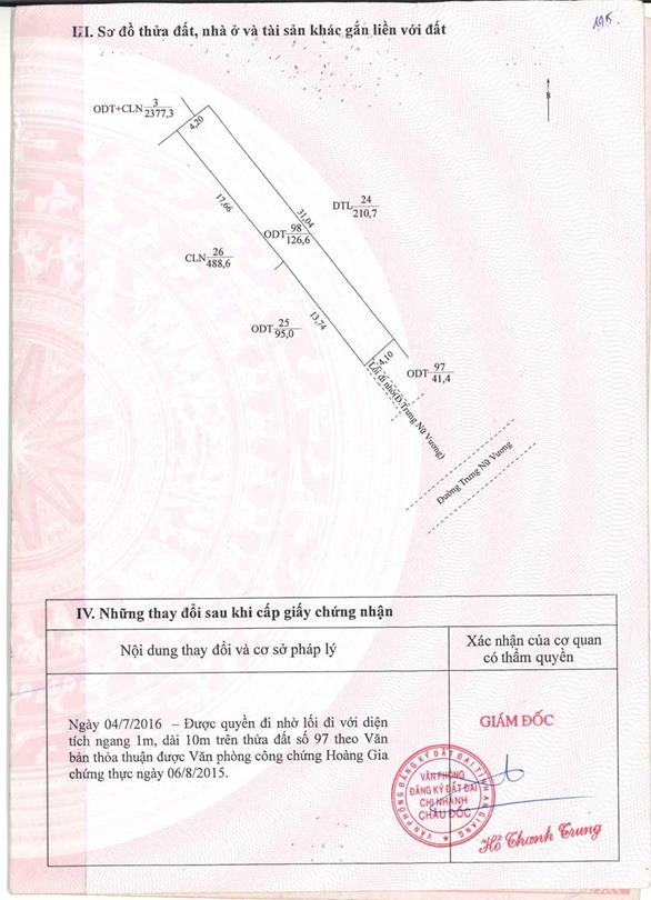 Bán qsdđ và ts gắn liền với đất tại thửa đất số 97, 98, tờ bản đồ số 27, p.châu đốc, an giang
