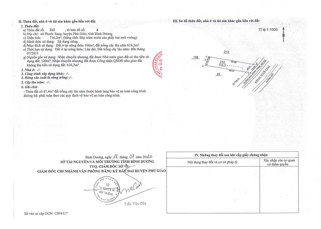 Bán qsdđ và ts gắn liền với đất tại thửa 212, tờ bản đồ số 4, x. phước thành, tp. hcm