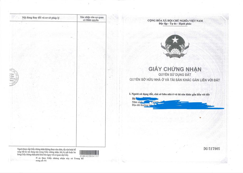 Bán qsdđ và ts gắn liền với đất tại thửa 212, tờ bản đồ số 4, x. phước thành, tp. hcm