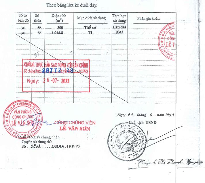 Bán qsdđ thửa đất số 56, tờ bản đồ số 34, x. xuân sơn, h. châu đức, t. bà rịa vũng tàu