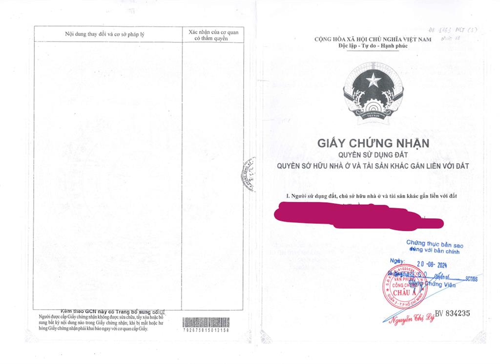 Bán qsdđ thửa 402, 403, cùng tờ bản đồ số 03, tại địa chỉ a19 cống quỳnh, p.cầu ông lãnh, tp.hcm