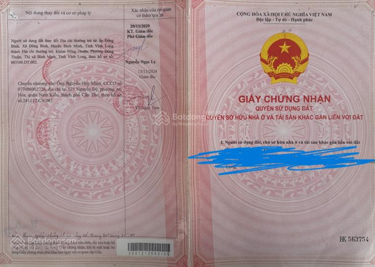 Bán khuôn viên tổng 05 qsdđ thửa đất số 75, tờ bản đồ số 24 tại p. đông thành, t. vĩnh long