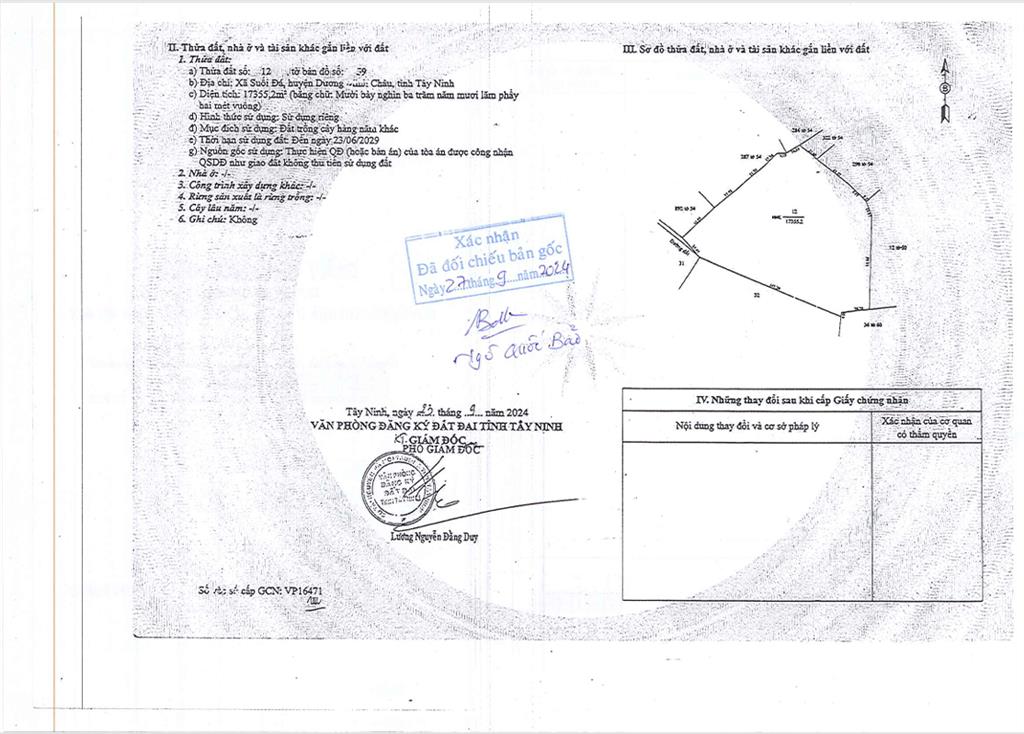 Bán qsdđ thửa 12 tbđ 59, x. dương minh châu, t. tây ninh