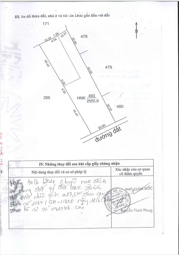Bán qsdđ tại thửa đất số 493, tờ bản đồ số 15, x. phước thạnh, t. tây ninh