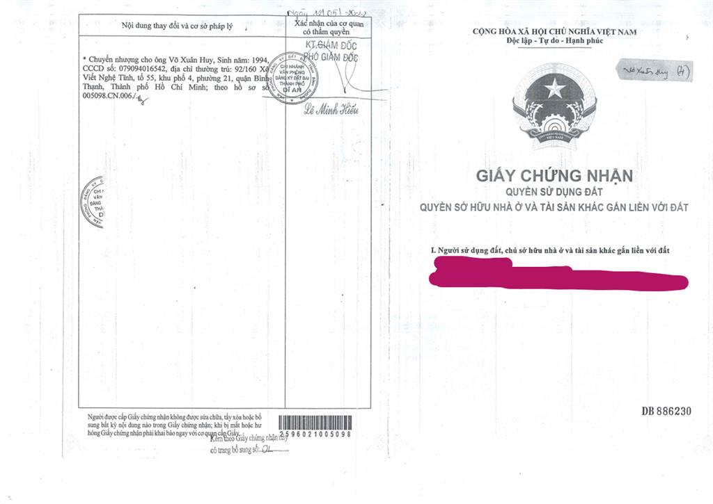 Bán qsdđ tại thửa 2232, tbđ 13, kp bình đường 1, p. dĩ an, tp. hồ chí minh