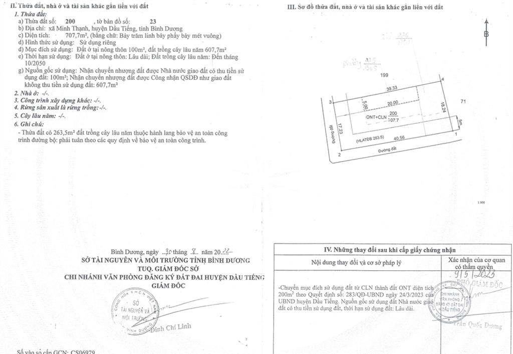 Bán qsdđ và tài sản gắn liền với đất tại thửa đất số 227, tờ bản đồ số 23, x.minh thạnh, tp.hcm