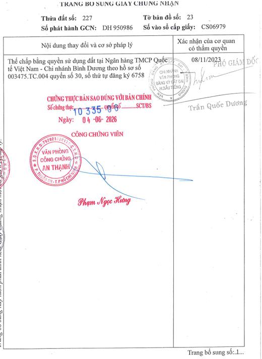 Bán qsdđ và tài sản gắn liền với đất tại thửa đất số 227, tờ bản đồ số 23, x.minh thạnh, tp.hcm