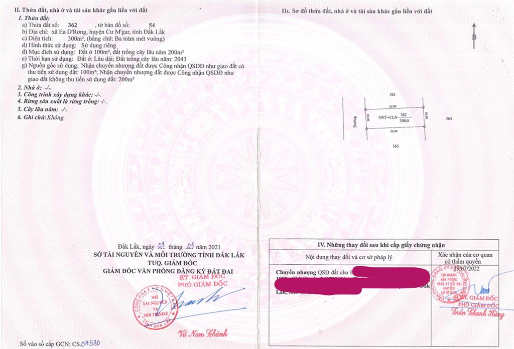 Bán qsdđ và tài sản gắn liền với đất tại thửa đất số 362, tờ bản đồ số 54, x. cuôr đăng, t. đắk lắk