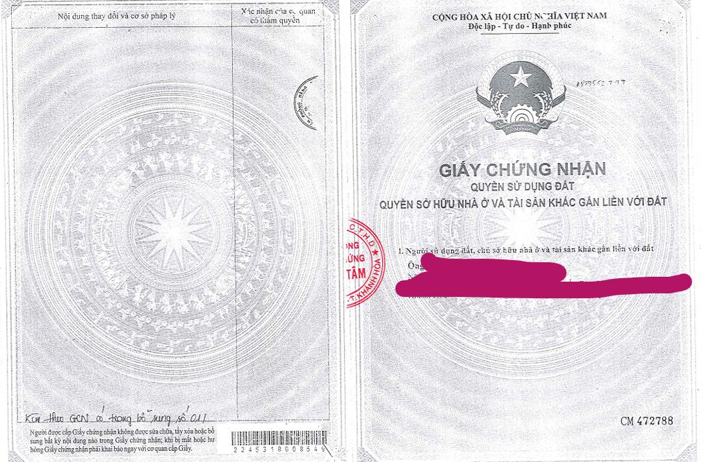 Bán qsdđ tại thửa số 791, tờ bản đồ số 15, xã cam lâm, t. khánh hòa