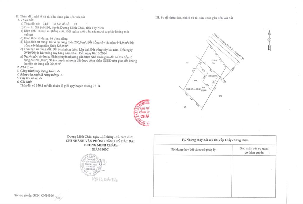 Bán qsdđ và ts gắn liền tại thửa đất 318, tờ bản đồ số 23, x. dương minh châu, t. tây ninh