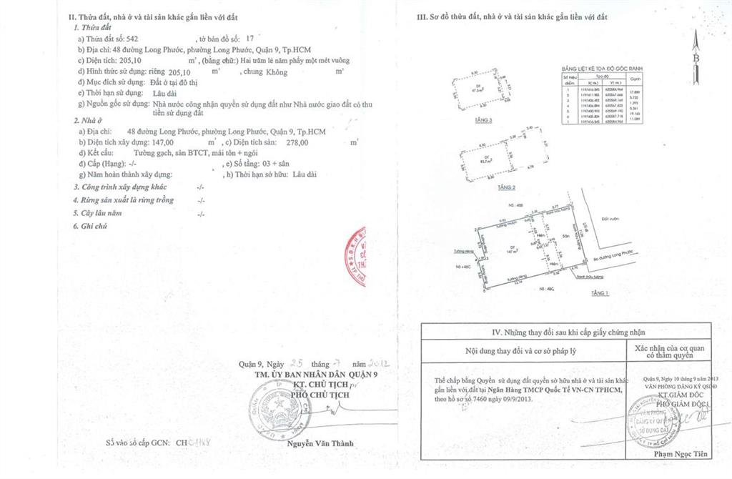 Bán qsdđ tại thửa đất số 542, tờ bản đồ số 17, địa chỉ p.long phước, tp.hcm