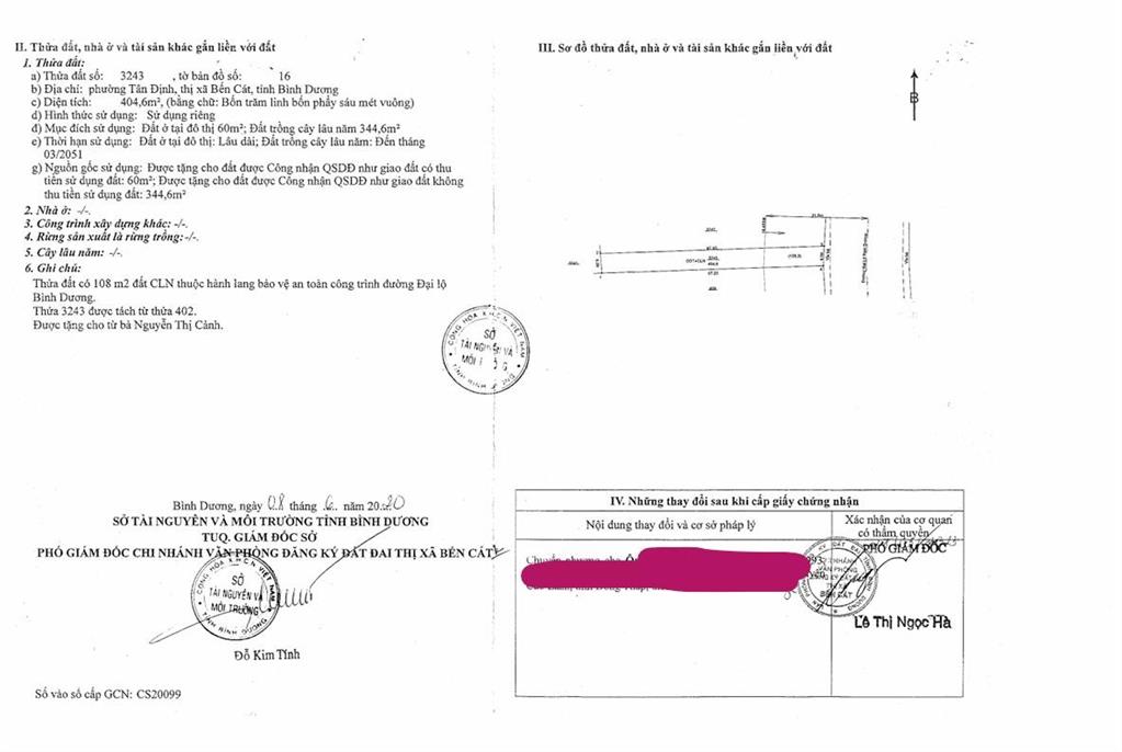 Bán qsdđ tại thửa đất số 3243, tờ bản đồ số 16, p.hòa lợi, tp.hcm