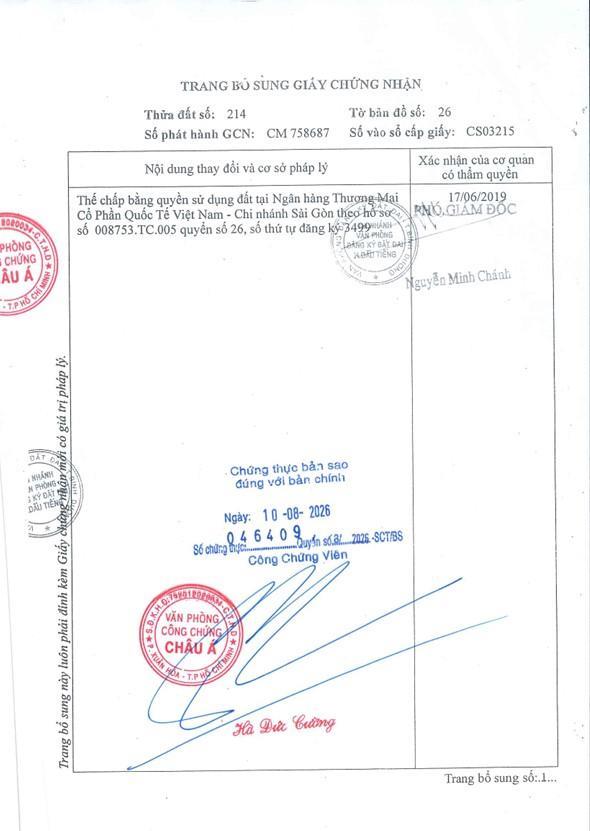 Bán qsdđ thửa 214, tờ bản đồ số 26, x. dầu tiếng, tp. hcm